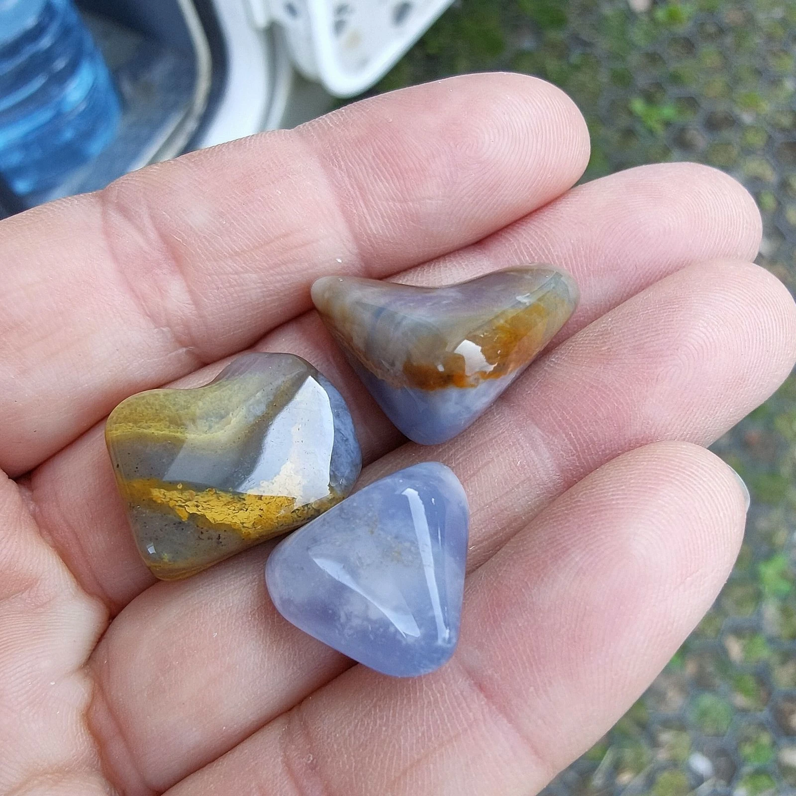 A set of 3 chalcedony on gangue – photo 9